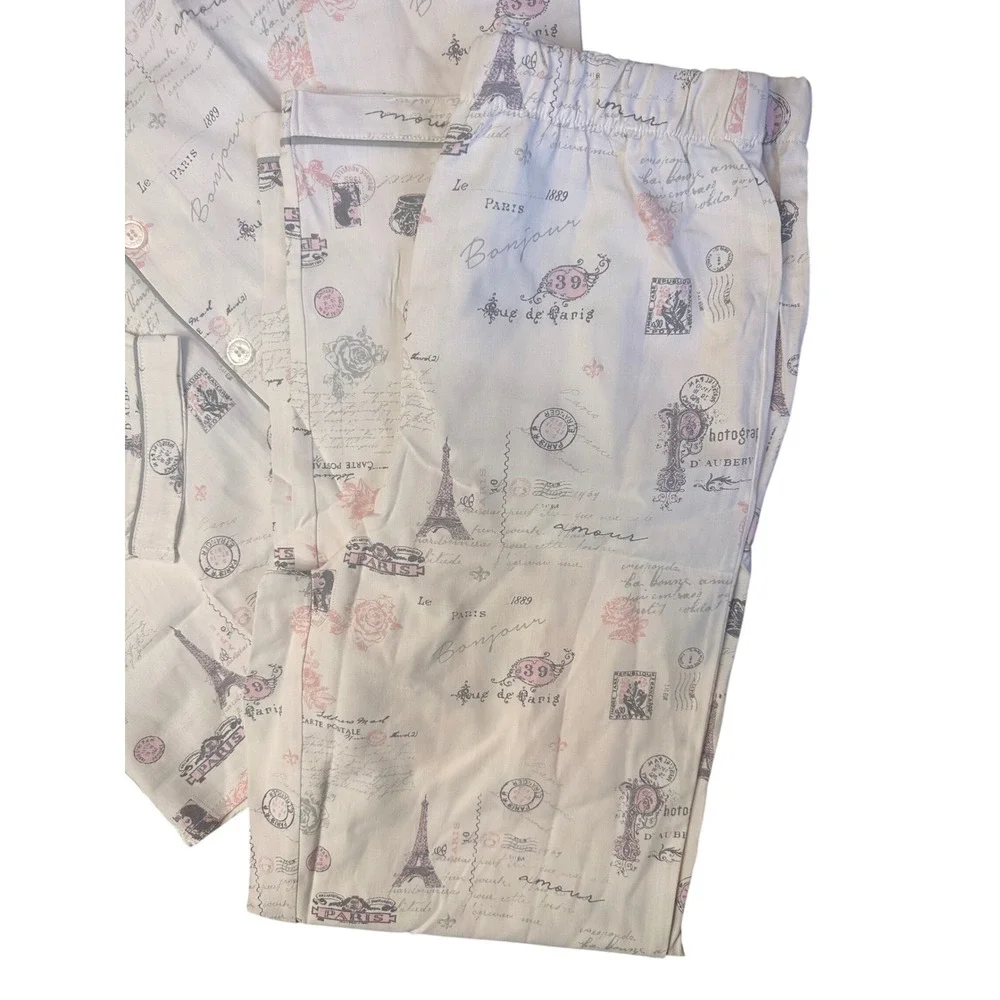 Petite Plume Girls Paris Musings Pajama Set White Pink Size 14 SPJPM114 NEW